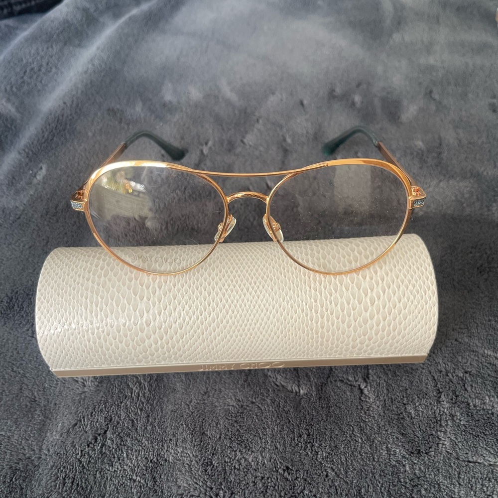 NWT - Jimmy Choo – Eyeglasses Women JC244 Gold Teal 0GA 56mm